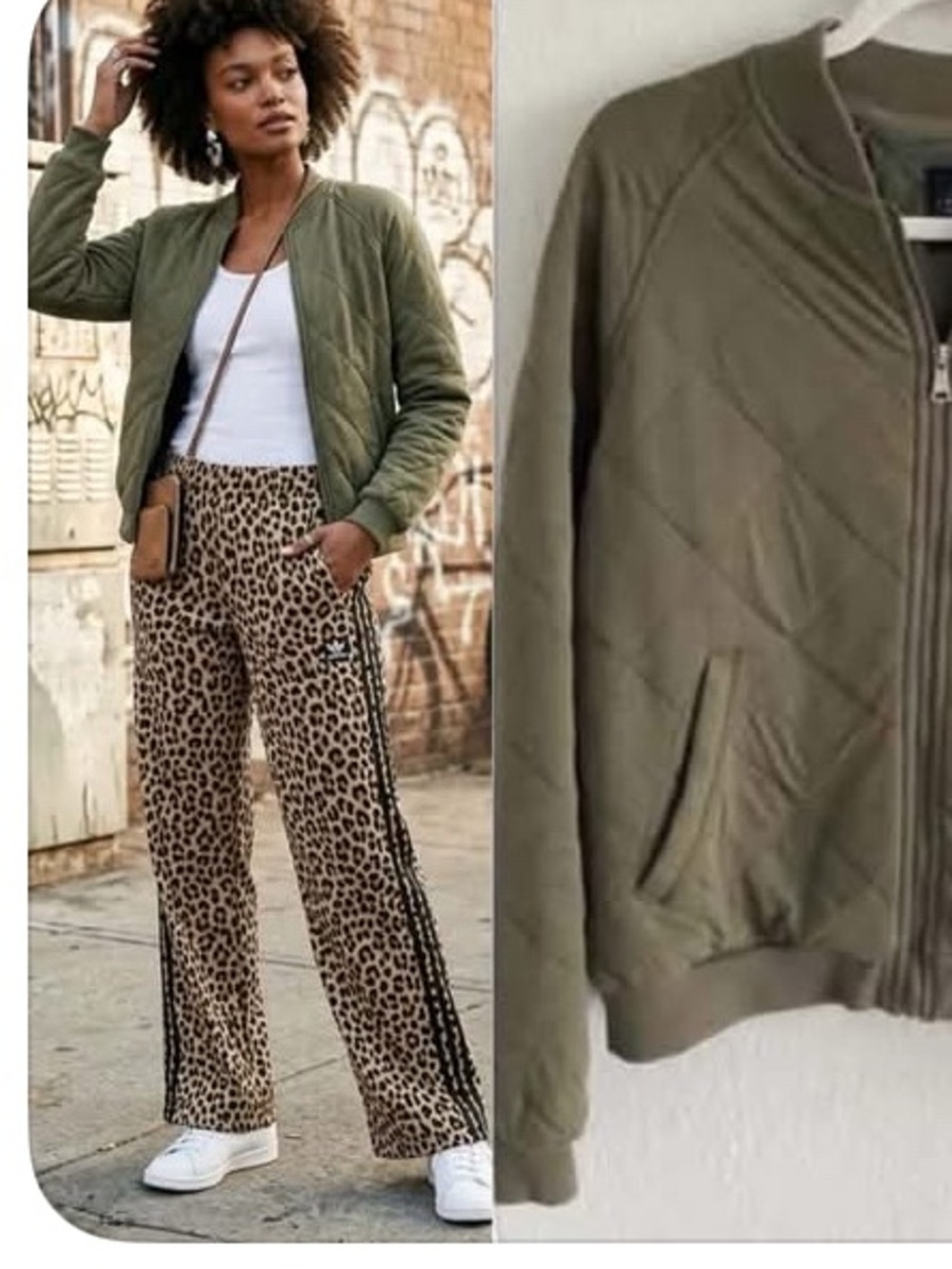 $130 Sanctuary Anthropologie Military Army Green Quilted Bomber Jacket Coat
